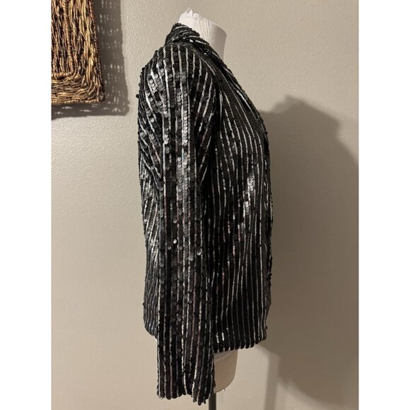 Lulus Sequin Jacket S Small Black Silver Wedding Formal Party Cruise Holiday NEW - Picture 11 of 16